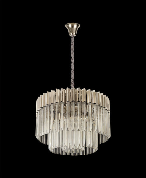 Kuna Brass/Clear Pendant Round 8 Light 60cm